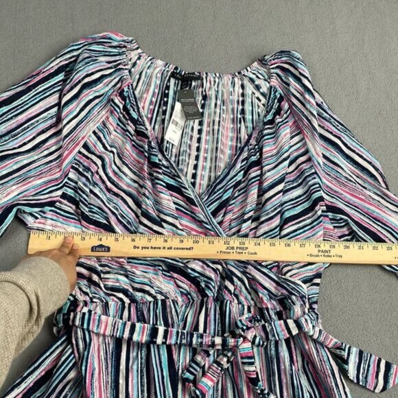 Lane Bryant Women's Size 26/28 Multi-Color Striped Wrap Top Plus 100% Cotton - Picture 3 of 13